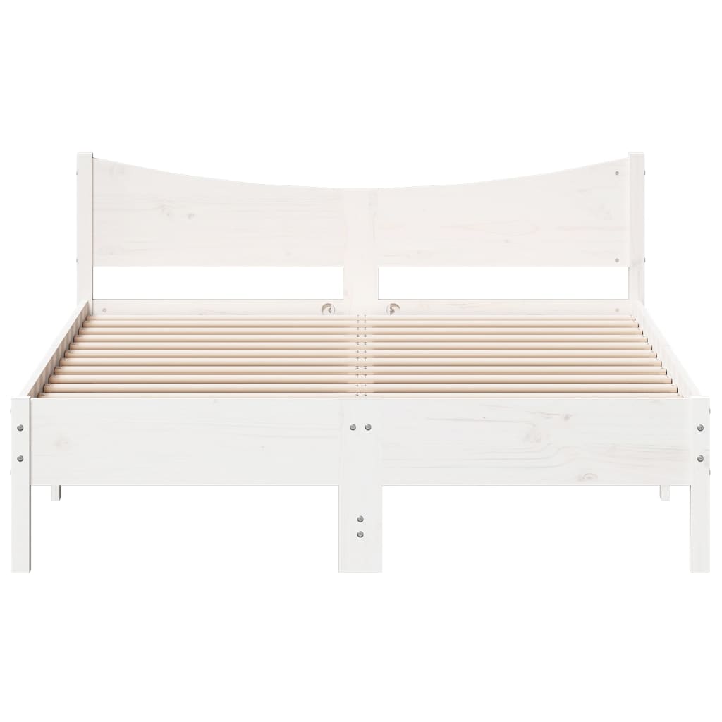 Cama sem colchão 140x190 cm madeira de pinho maciça branco