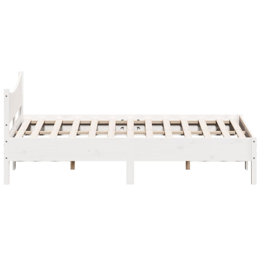 Cama sem colchão 140x190 cm madeira de pinho maciça branco