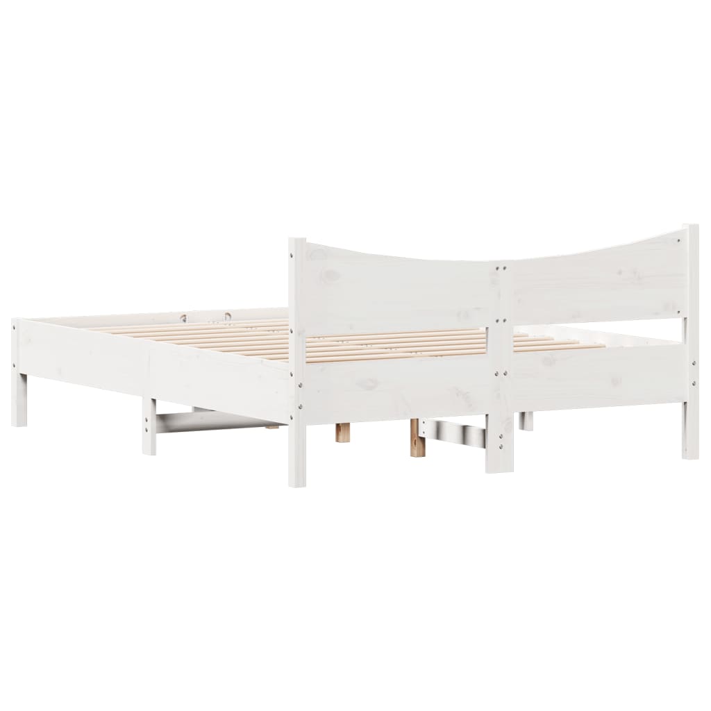 Cama sem colchão 140x190 cm madeira de pinho maciça branco