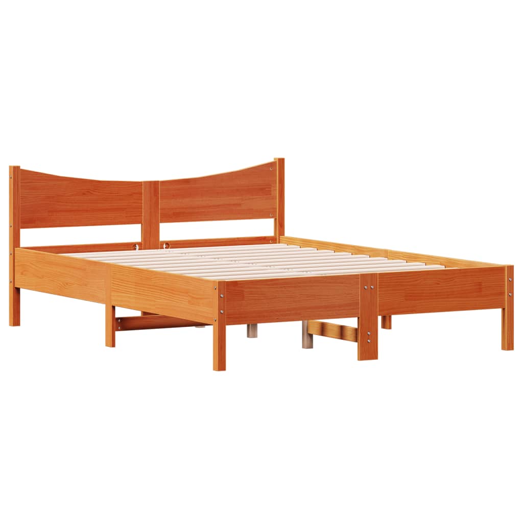 Cama sem colchão 140x190 cm pinho maciço castanho-mel