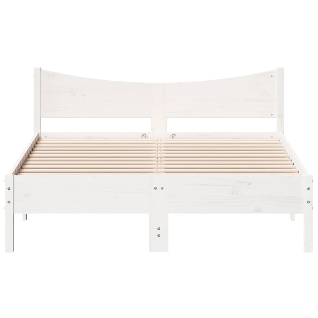 Cama sem colchão 135x190 cm madeira de pinho maciça branco