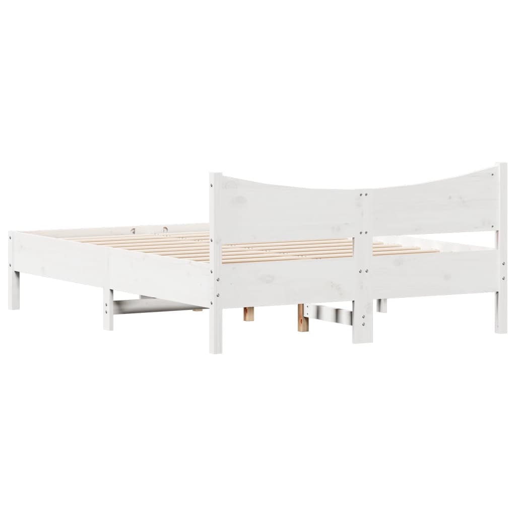 Cama sem colchão 135x190 cm madeira de pinho maciça branco