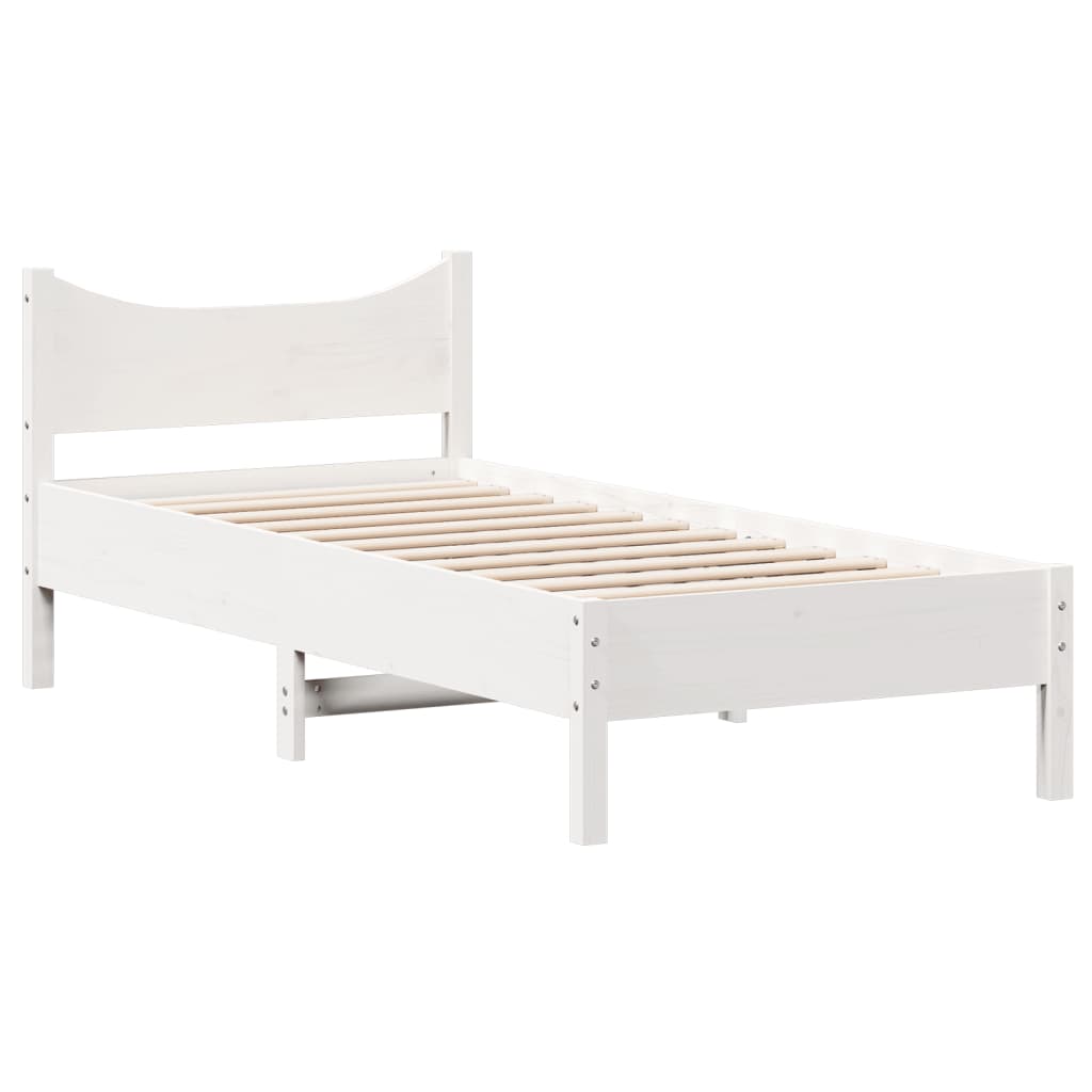 Cama sem colchão 75x190 cm madeira de pinho maciça branco