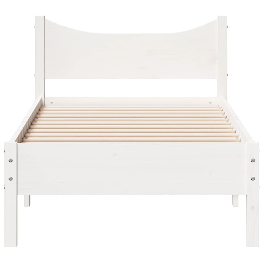 Cama sem colchão 75x190 cm madeira de pinho maciça branco