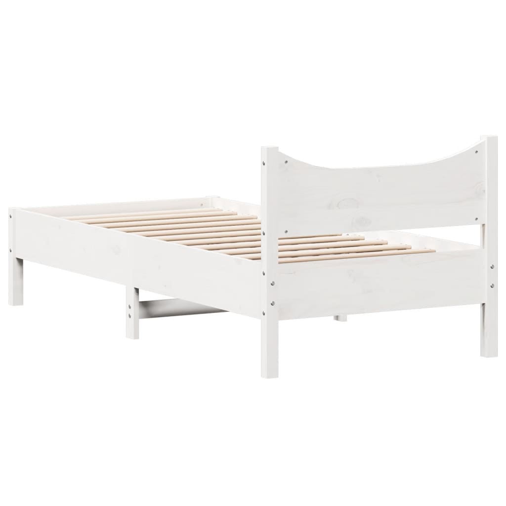 Cama sem colchão 75x190 cm madeira de pinho maciça branco