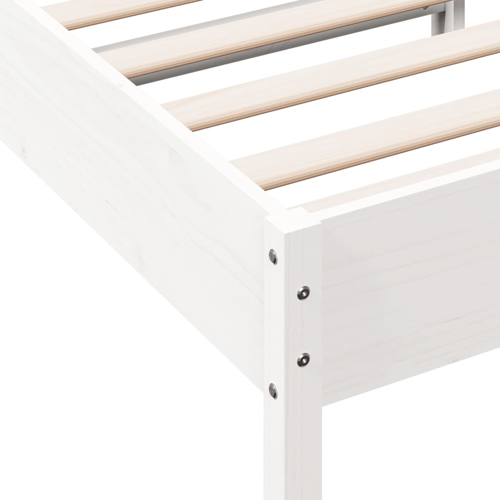 Cama sem colchão 75x190 cm madeira de pinho maciça branco