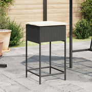 Bancos de bar com almofadões para jardim 2 pcs vime PE preto