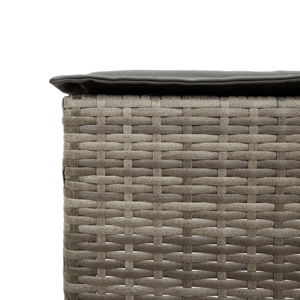 Bancos de bar p/ jardim com almofadões 2 pcs vime PE cinzento