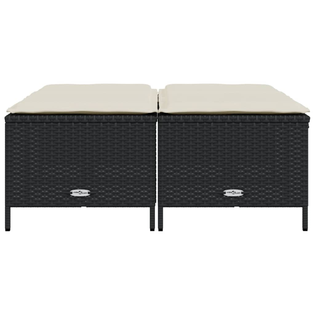 Bancos de jardim com almofadões 4 pcs vime PE preto