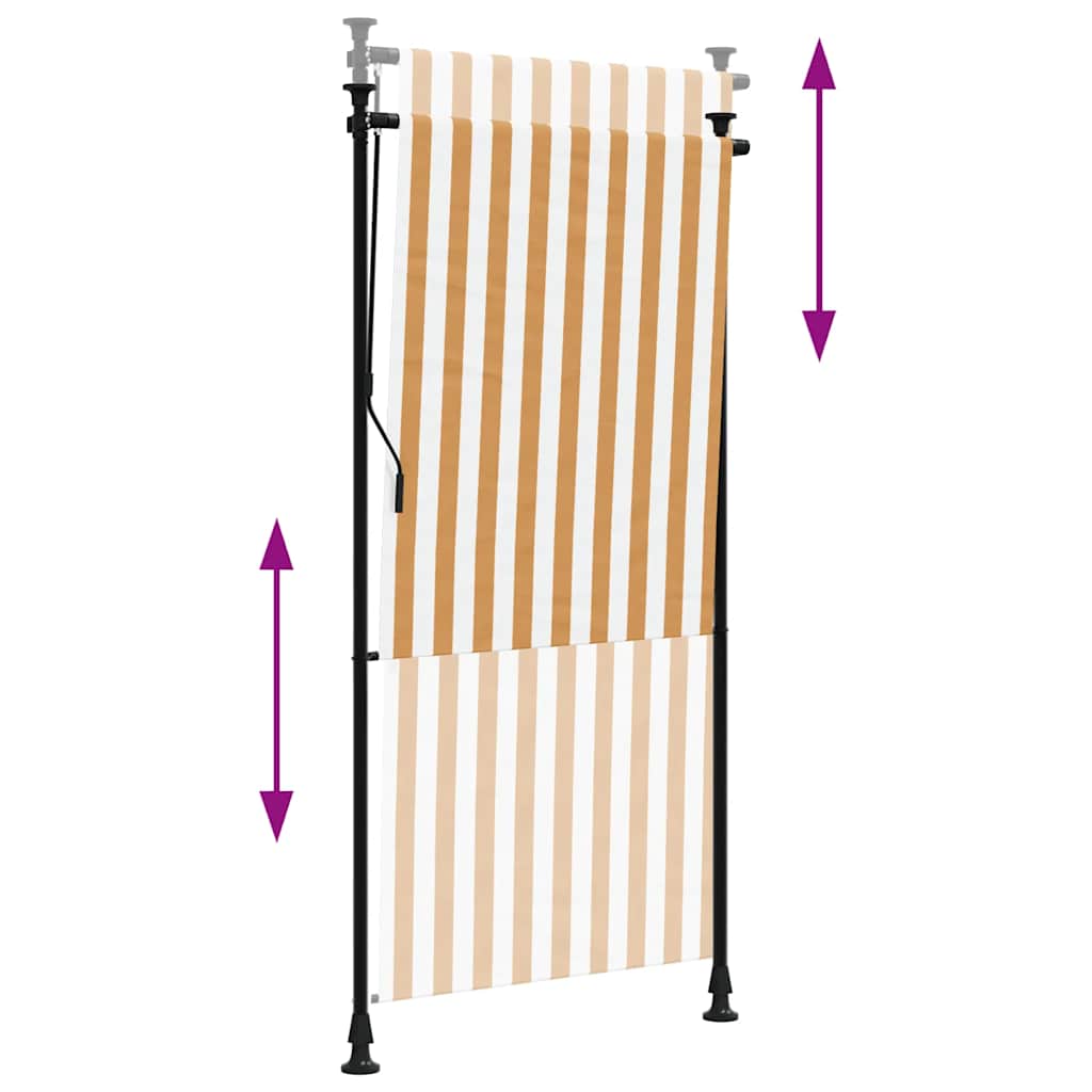 Estore de rolo exterior 100x270 cm tecido/aço laranja e branco