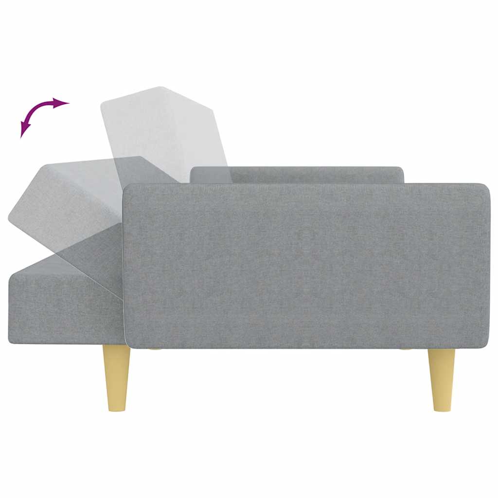 Sofá-cama de 2 lugares c/ apoio de pés tecido cinzento-claro