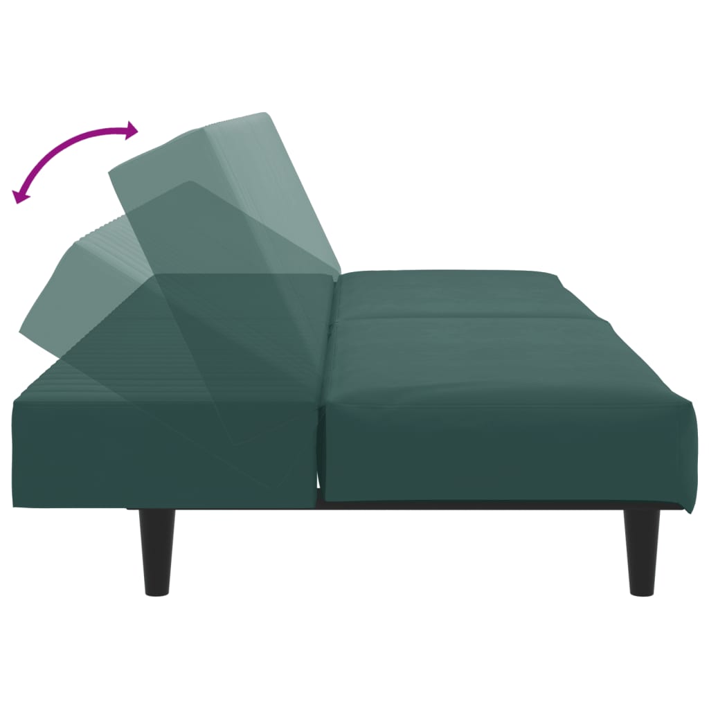 2 pcs conjunto de sofás veludo verde-escuro