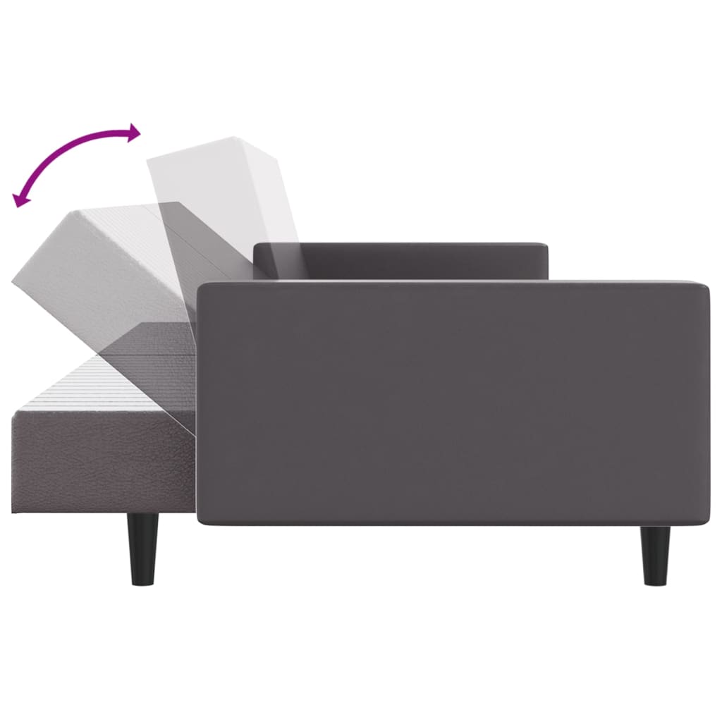 2 pcs conjunto de sofás couro artificial cinzento