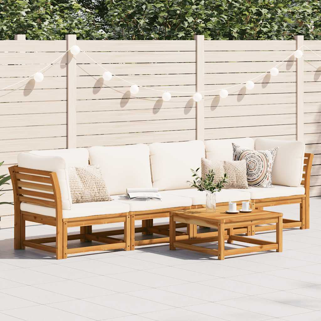 4 pcs conjunto lounge de jardim com almofadões acácia maciça