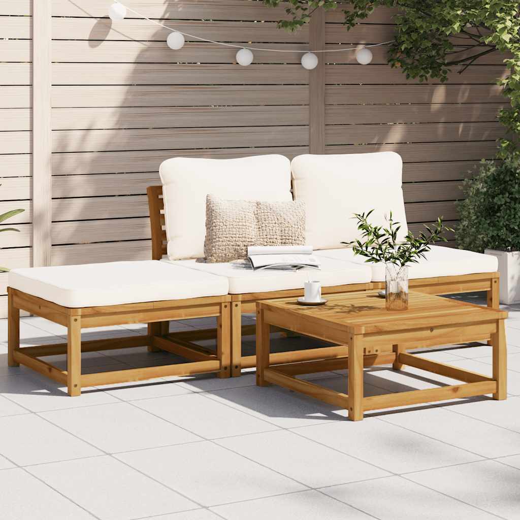 4 pcs conjunto lounge de jardim com almofadões acácia maciça