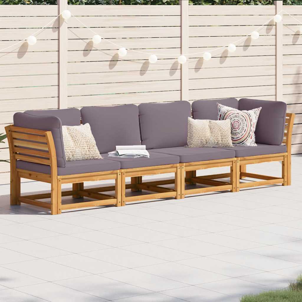 4 pcs conjunto lounge de jardim com almofadões acácia maciça