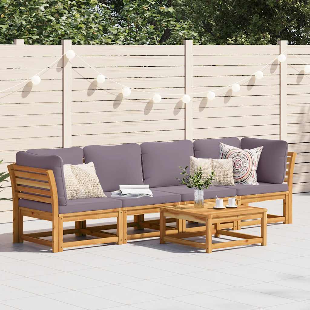 4 pcs conjunto lounge de jardim com almofadões acácia maciça
