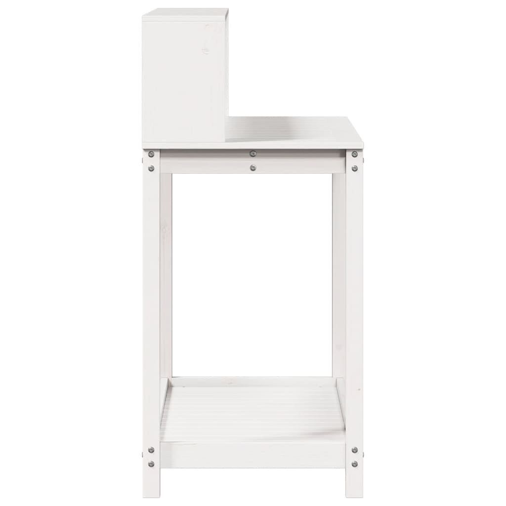 Mesa de jardinagem com prateleiras madeira pinho maciça branco