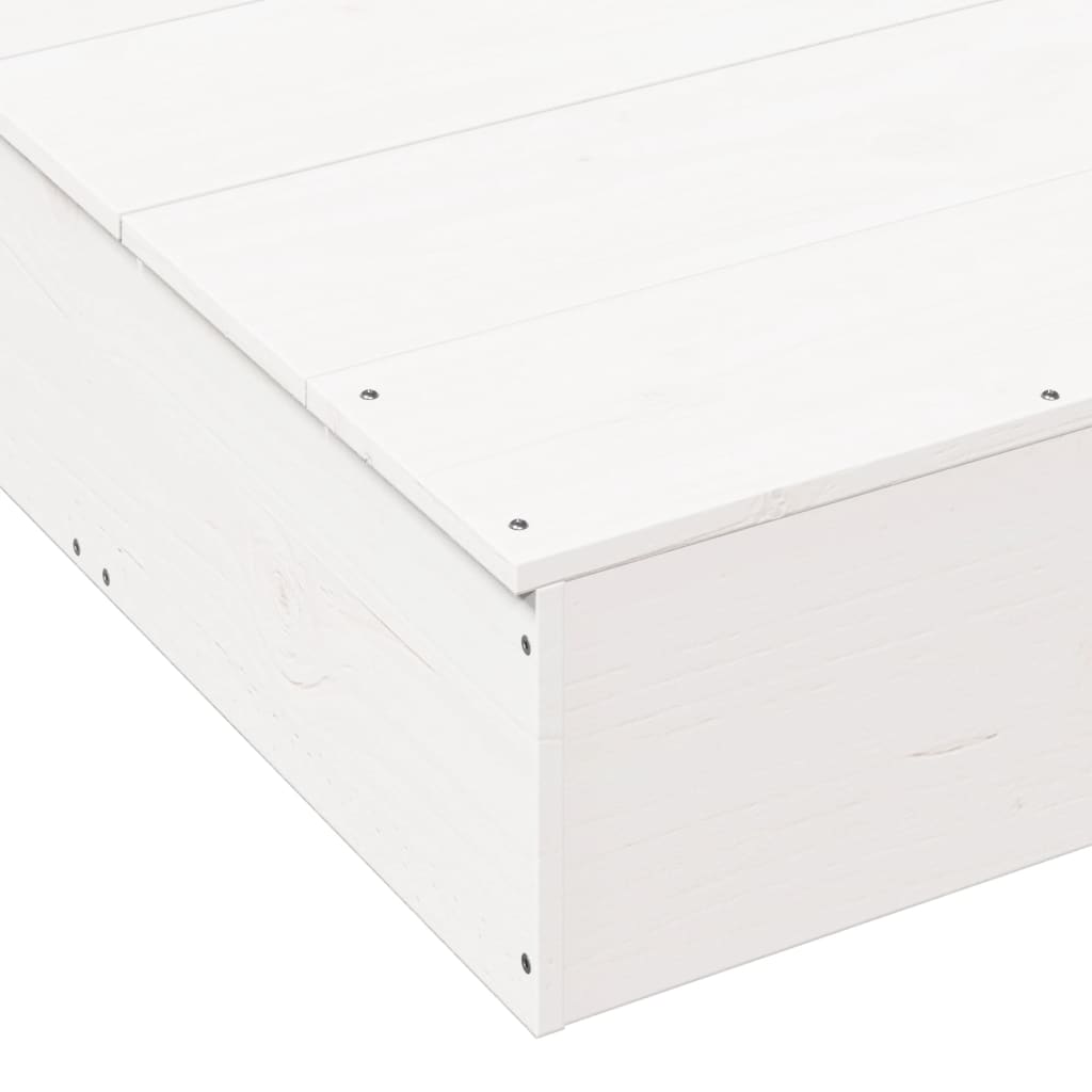 Caixa de areia com cobertura 111x111x19,5cm pinho maciço branco