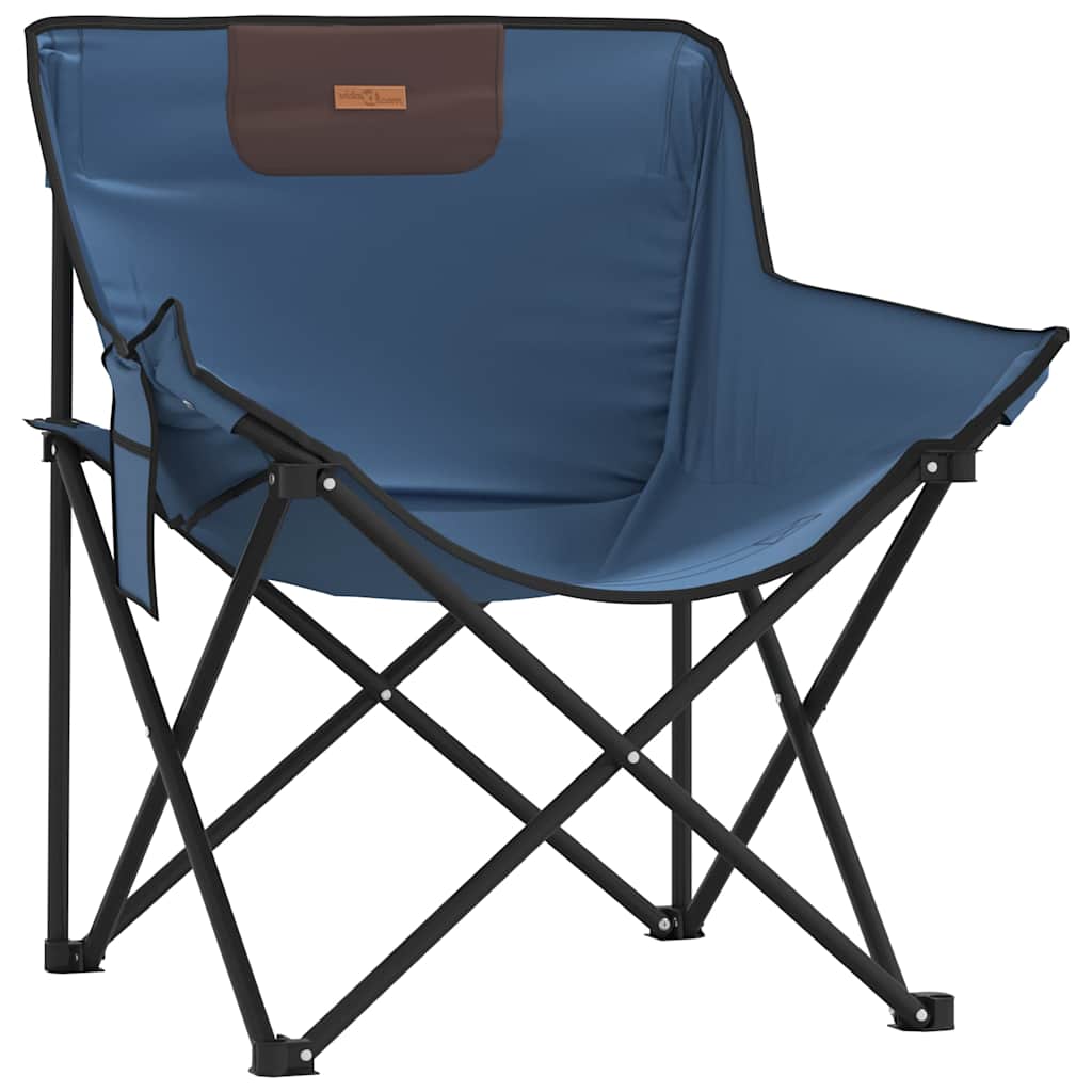 Cadeiras de campismo com bolso dobráveis 2 pcs azul