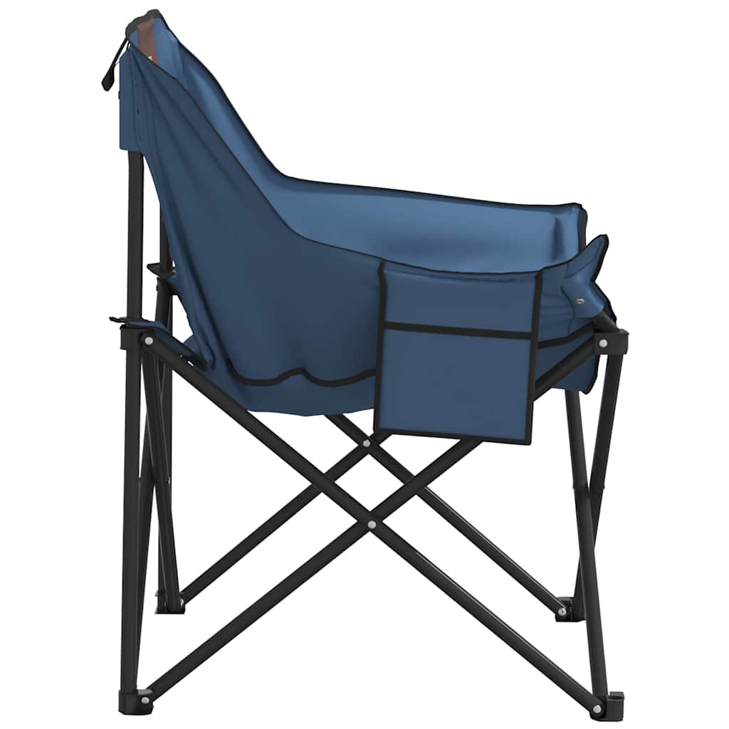 Cadeiras de campismo com bolso dobráveis 2 pcs azul