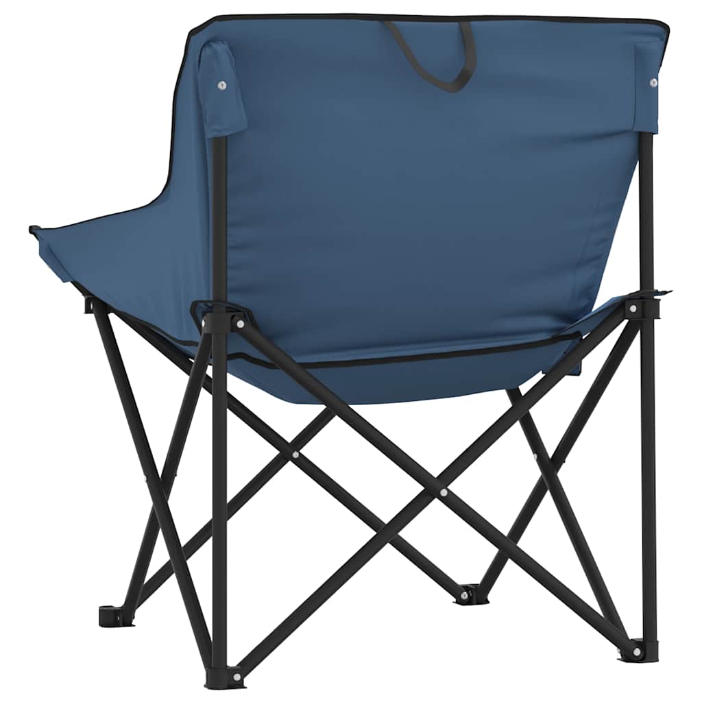Cadeiras de campismo com bolso dobráveis 2 pcs azul