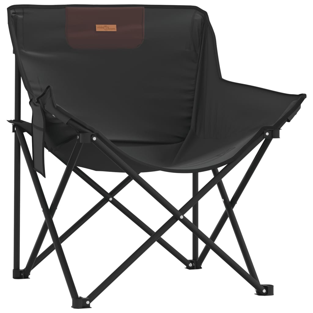 Cadeiras de campismo com bolso dobráveis 2 pcs preto