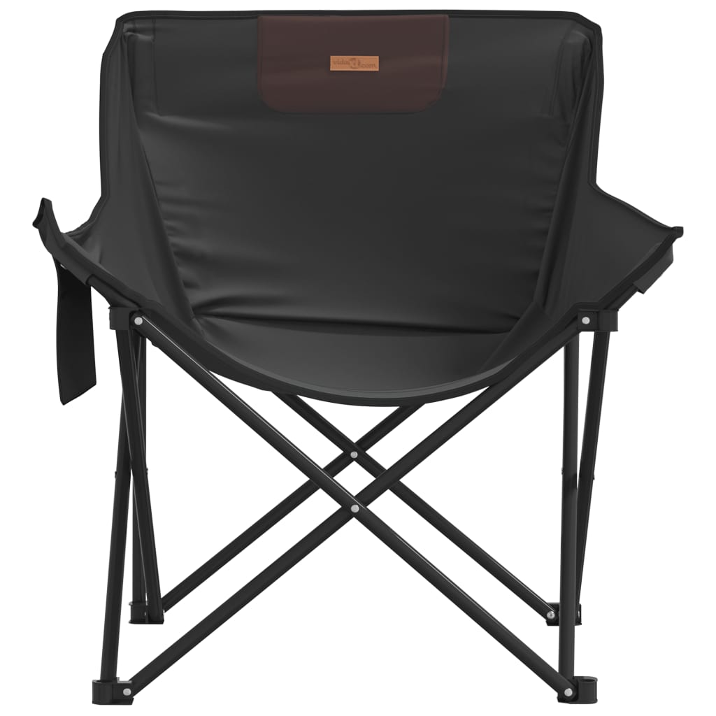 Cadeiras de campismo com bolso dobráveis 2 pcs preto