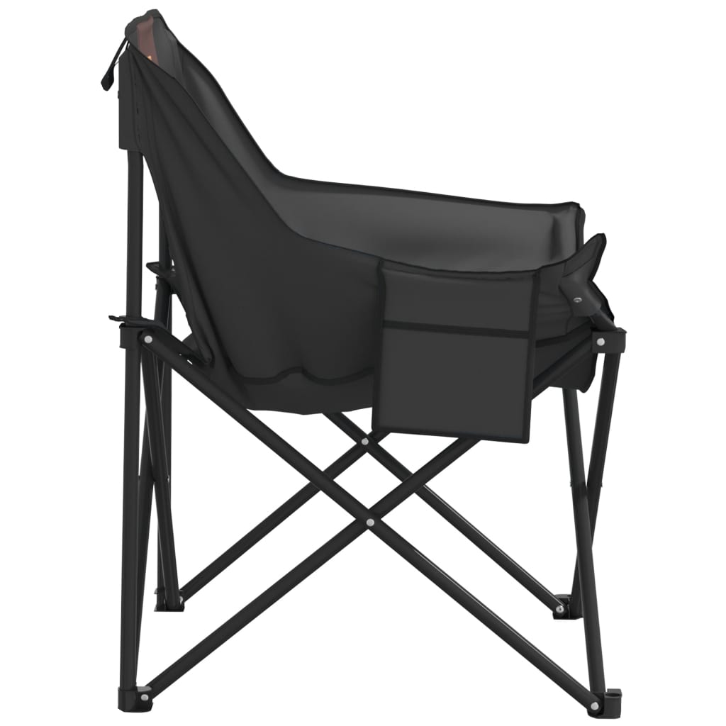 Cadeiras de campismo com bolso dobráveis 2 pcs preto