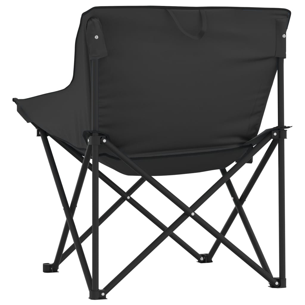 Cadeiras de campismo com bolso dobráveis 2 pcs preto