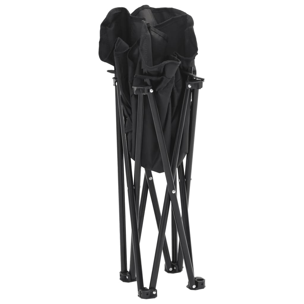 Cadeiras de campismo com bolso dobráveis 2 pcs preto