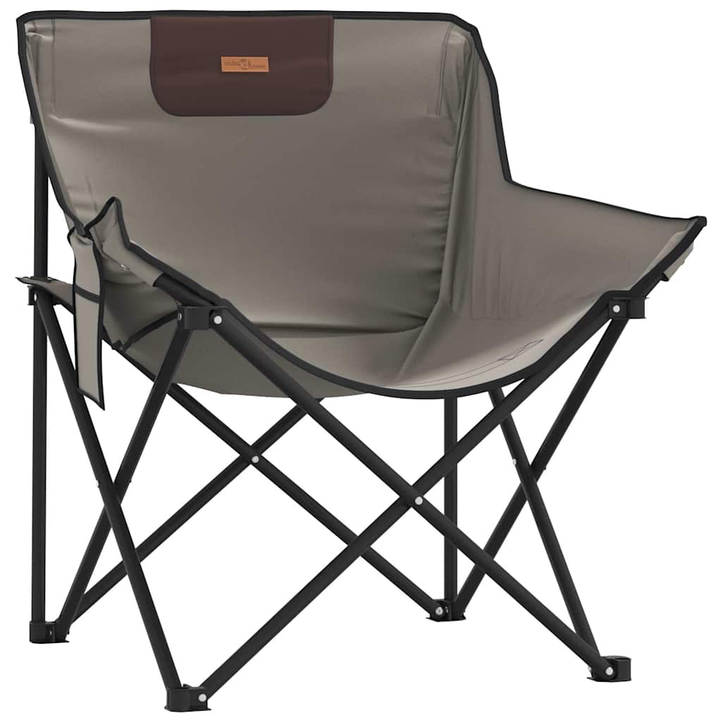 Cadeiras de campismo com bolso dobráveis 2 pcs cinzento