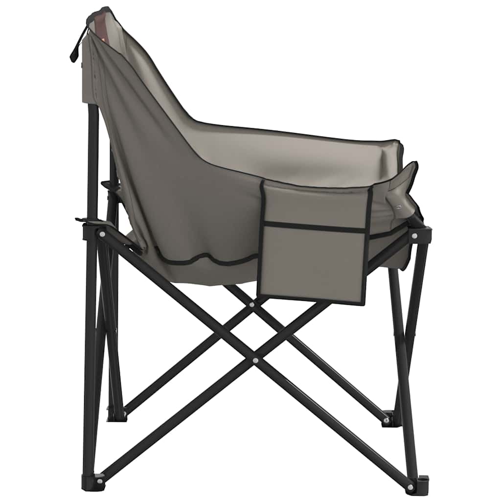 Cadeiras de campismo com bolso dobráveis 2 pcs cinzento