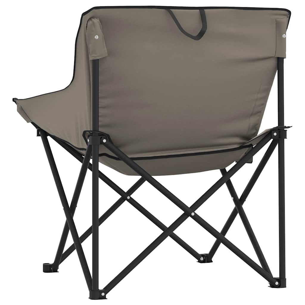 Cadeiras de campismo com bolso dobráveis 2 pcs cinzento