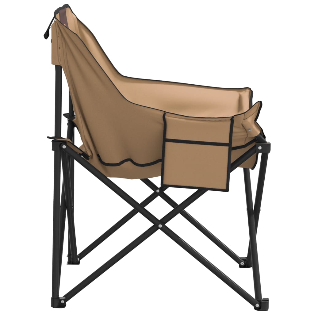 Cadeiras de campismo com bolso dobráveis 2 pcs castanho