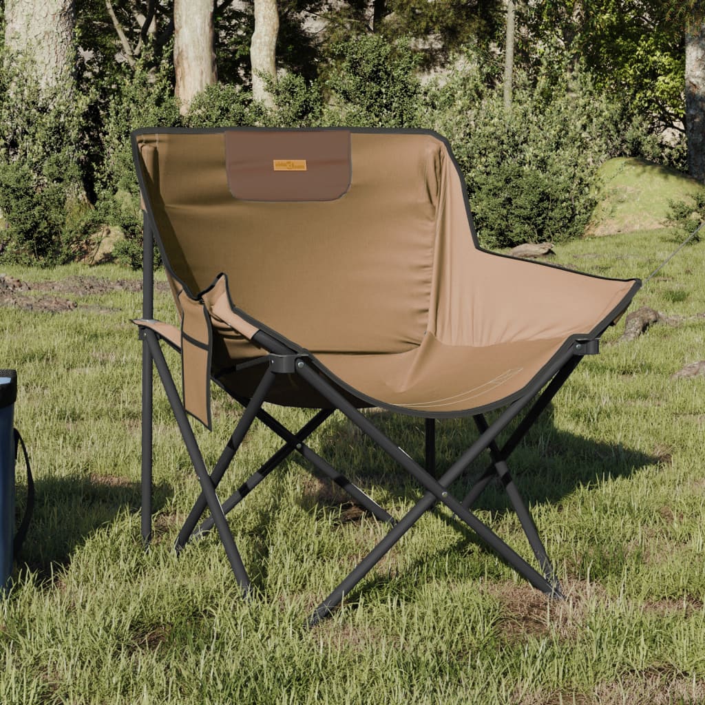 Cadeiras de campismo com bolso dobráveis 2 pcs castanho
