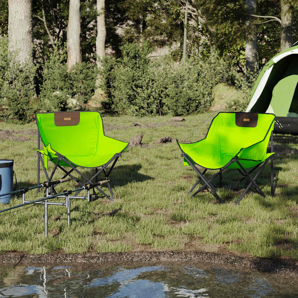 Cadeiras de campismo com bolso dobráveis 2 pcs verde