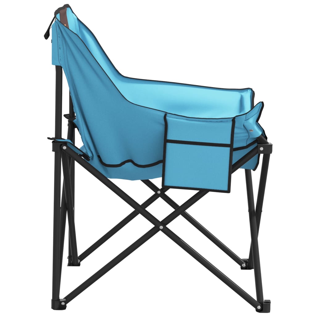Cadeiras de campismo com bolso dobráveis 2 pcs azul brilhante