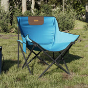 Cadeiras de campismo com bolso dobráveis 2 pcs azul brilhante