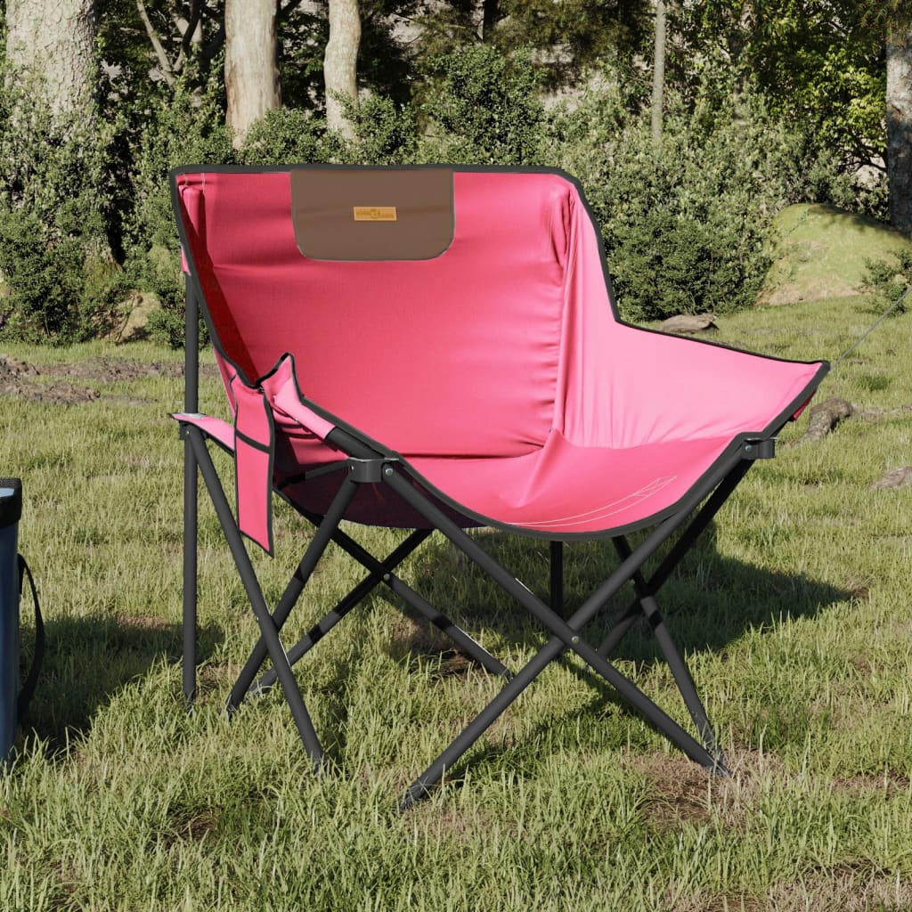 Cadeiras de campismo com bolso dobráveis 2 pcs rosa