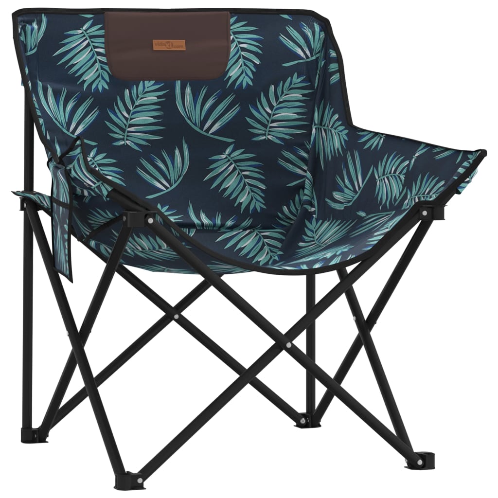 Cadeiras de campismo com bolso dobráveis 2 pcs estampa folhas