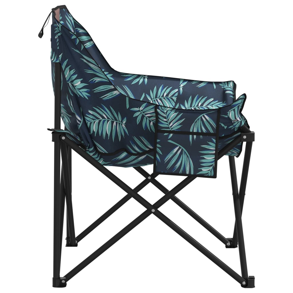Cadeiras de campismo com bolso dobráveis 2 pcs estampa folhas