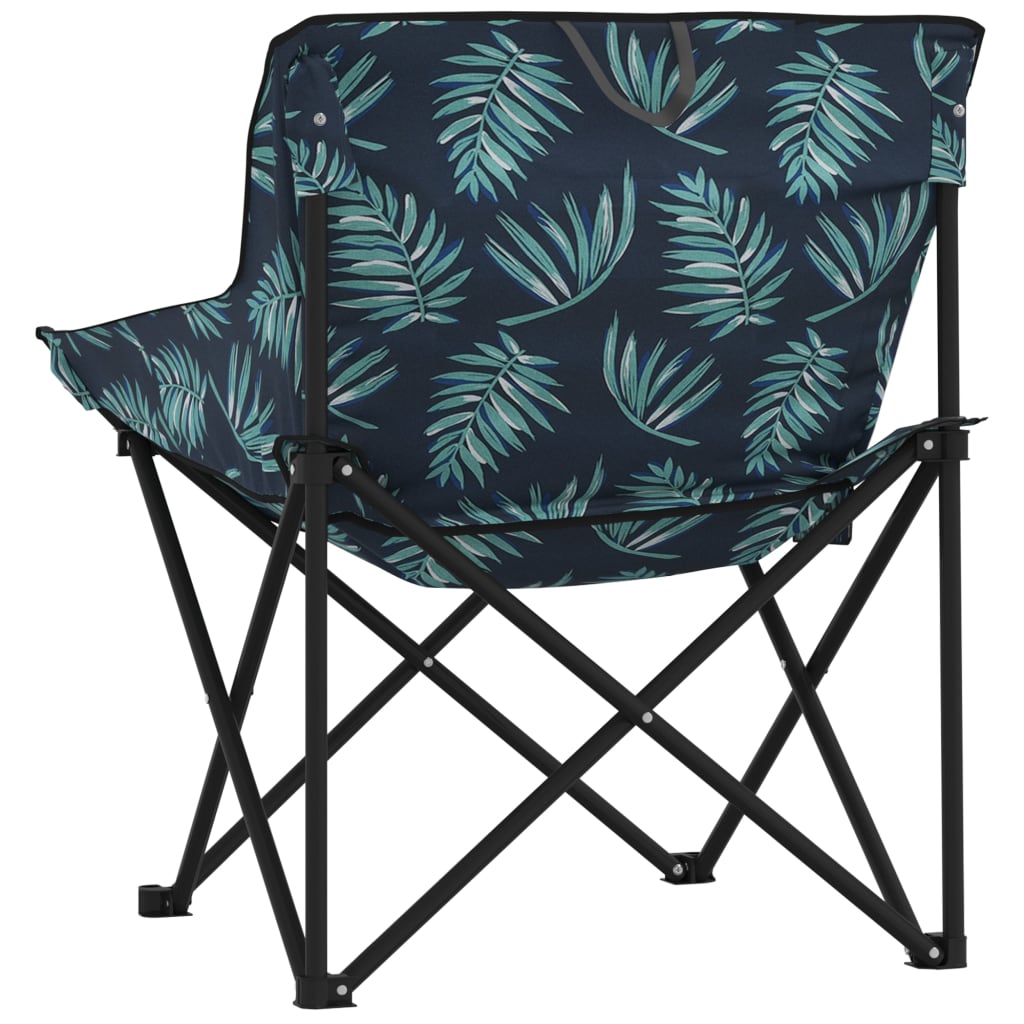 Cadeiras de campismo com bolso dobráveis 2 pcs estampa folhas