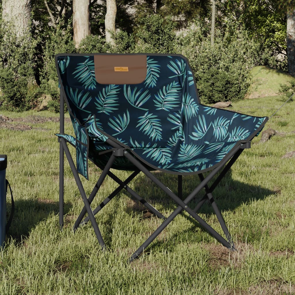 Cadeiras de campismo com bolso dobráveis 2 pcs estampa folhas