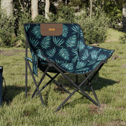 Cadeiras de campismo com bolso dobráveis 2 pcs estampa folhas