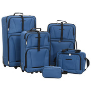 5 pcs conjunto malas de viagem tecido azul