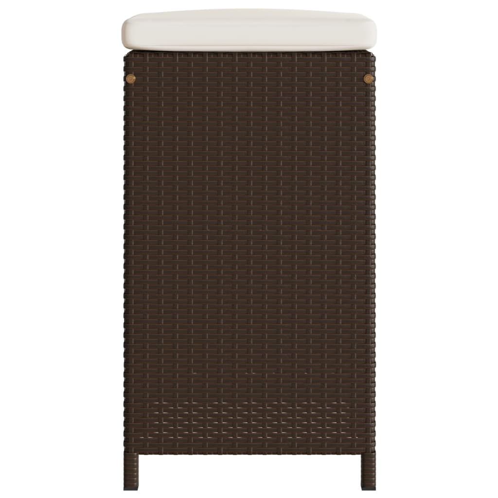 Bancos de bar para jardim com almofadões 2 pcs vime PE castanho