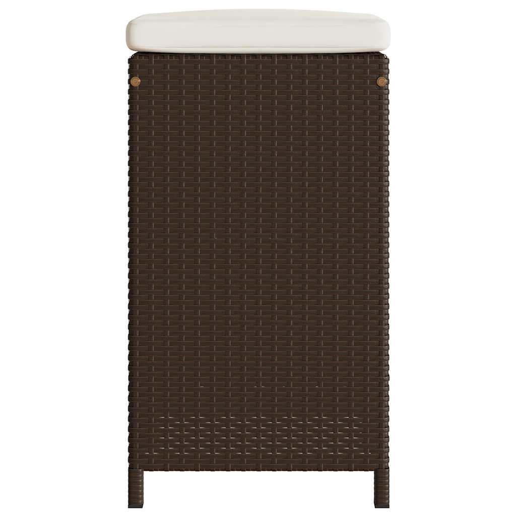 Bancos de bar com almofadões para jardim 4 pcs vime PE castanho