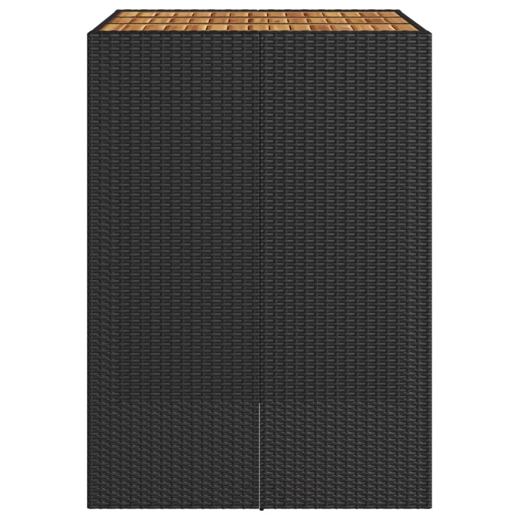 Mesa de bar para jardim com tampo em acácia vime PE preto