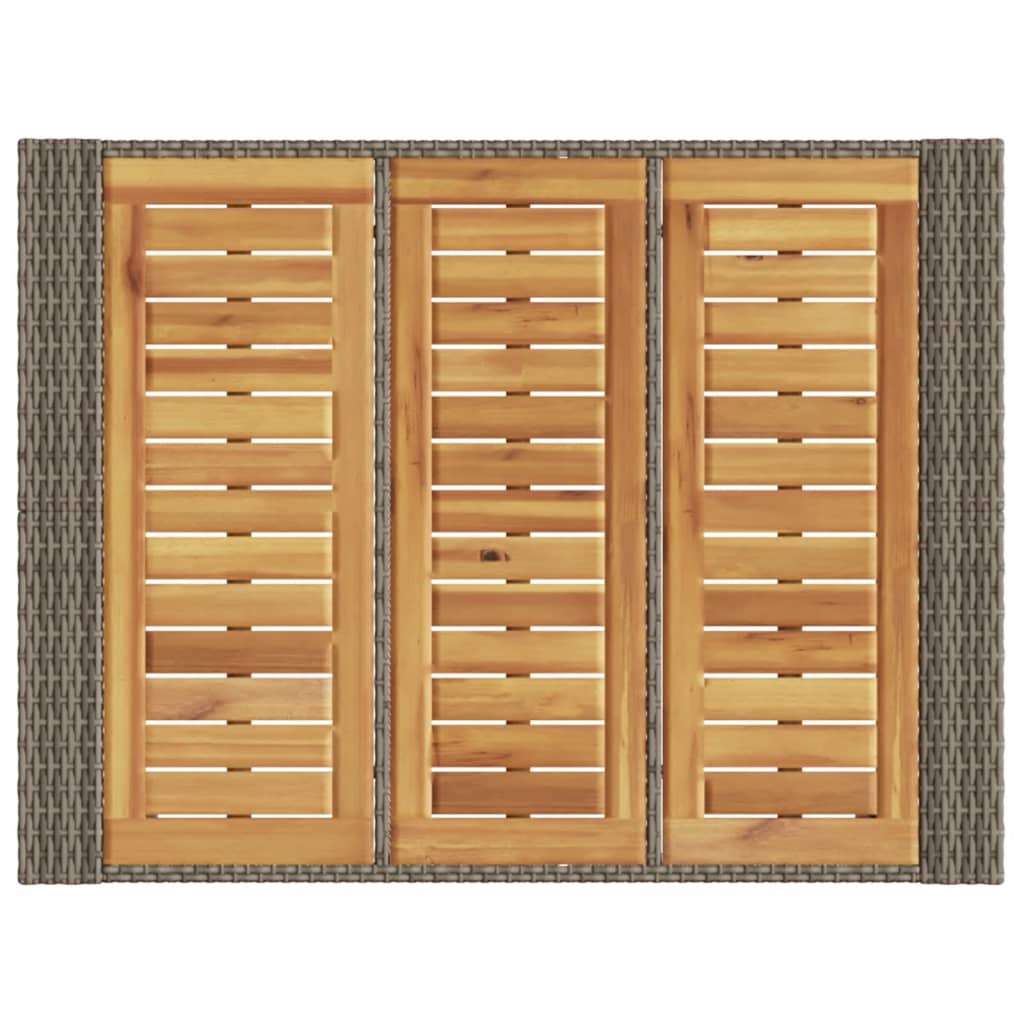 Mesa de bar para jardim com tampo em acácia vime PE cinza